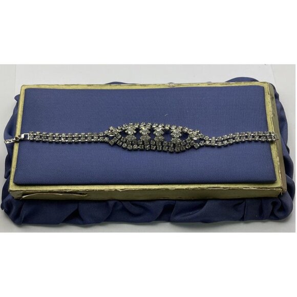 SPARKLY!!! Vintage Estate Rhinestone Jewelry Set Bracelet, NecklaceEarrings - Picture 5 of 7